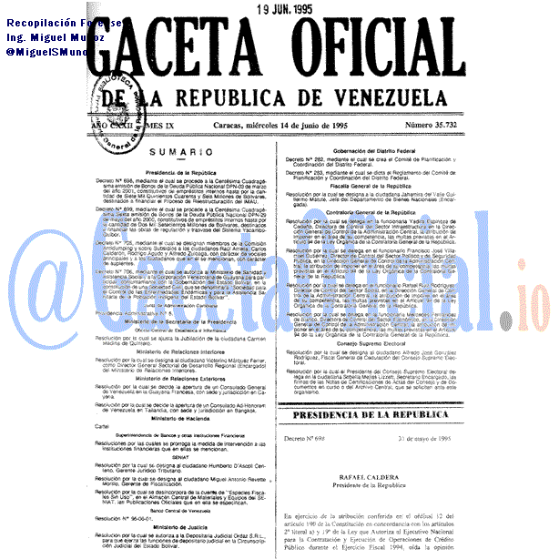 Gaceta Oficial 35732 del 14 Junio 1995