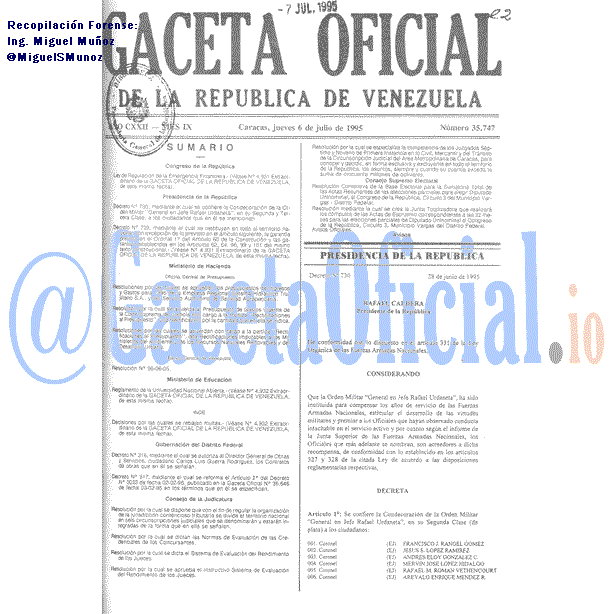 Gaceta Oficial 35747 del 6 Julio 1995