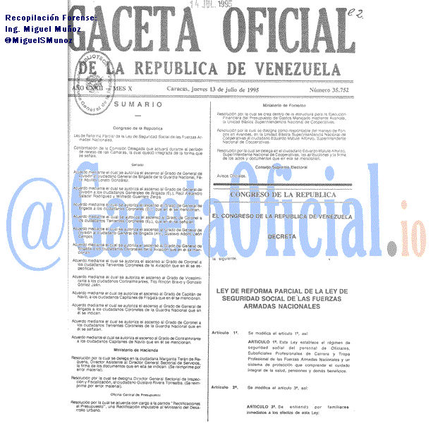 Gaceta Oficial 35752 del 13 Julio 1995