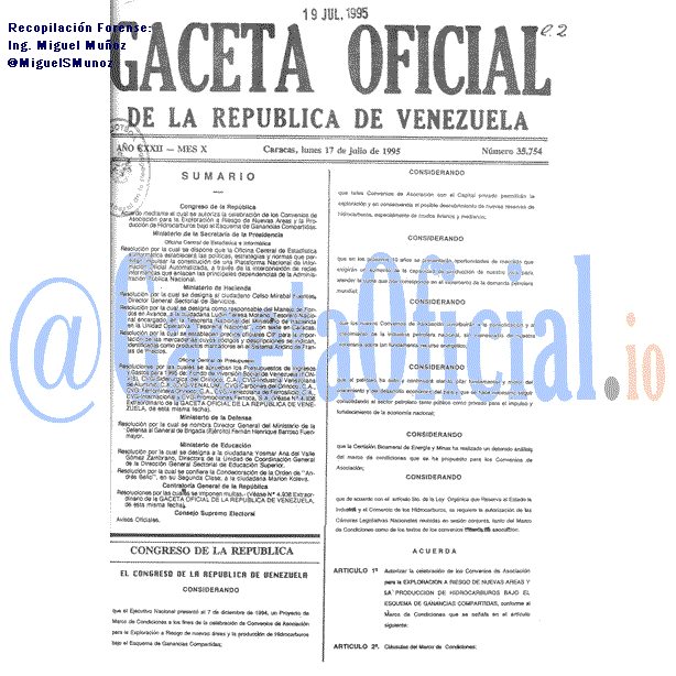 Gaceta Oficial 35754 del 17 Julio 1995