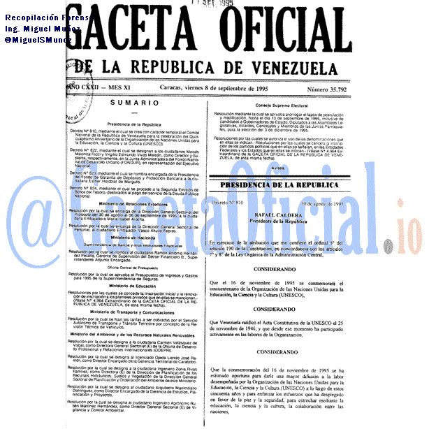 Gaceta Oficial 35792 del 8 Septiembre 1995