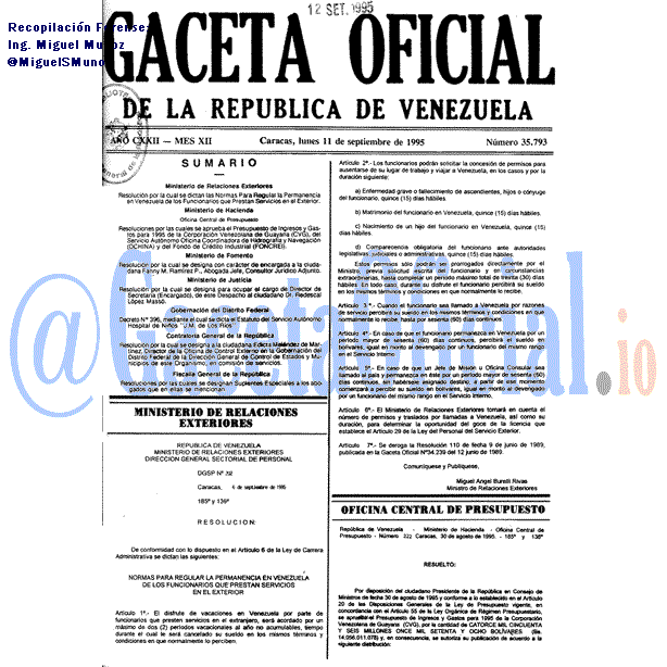 Gaceta Oficial 35793 del 11 Septiembre 1995