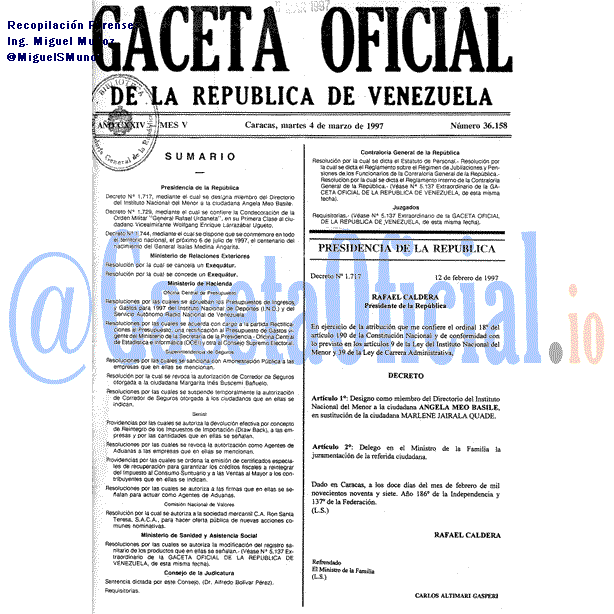 Gaceta Oficial 36158 del 4 Marzo 1997