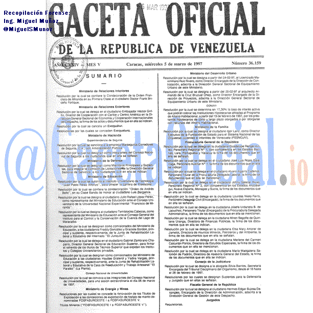 Gaceta Oficial 36159 del 5 Marzo 1997