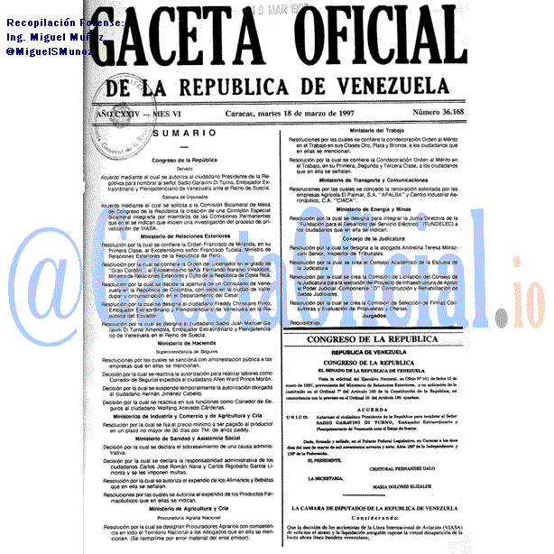 Gaceta Oficial 36168 del 18 Marzo 1997