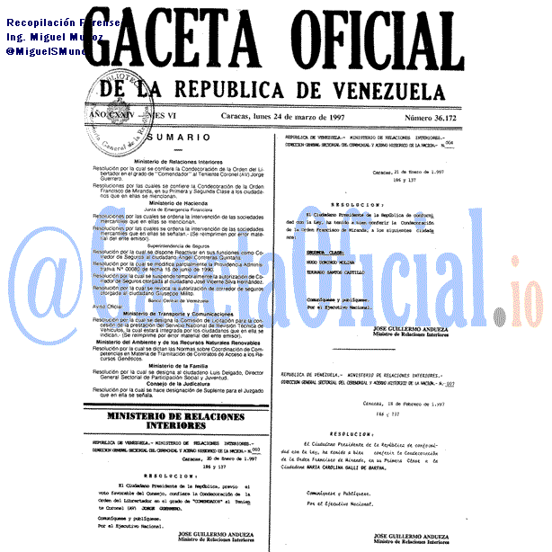 Gaceta Oficial 36172 del 24 Marzo 1997