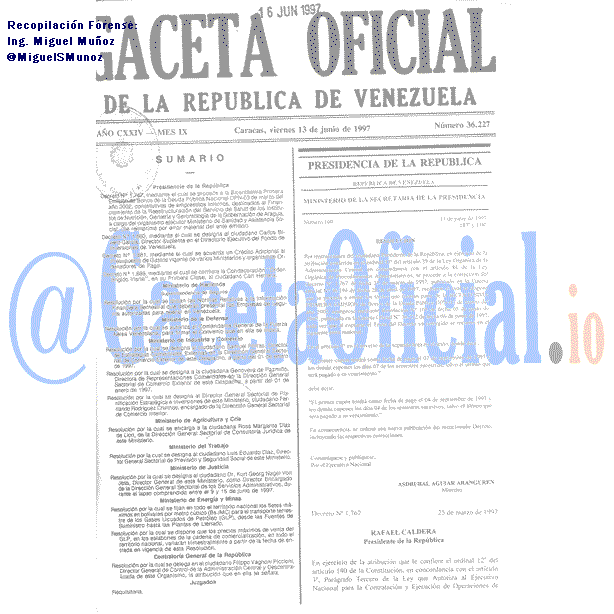 Gaceta Oficial 36227 del 13 Junio 1997