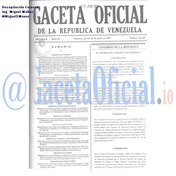 Gaceta Oficial 36235 del 26 Junio 1997