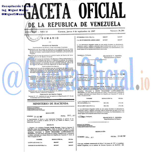 Gaceta Oficial 36284 del 4 Septiembre 1997