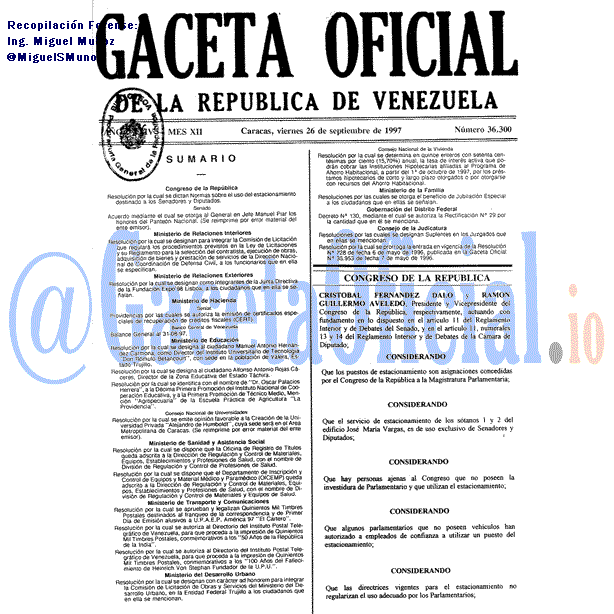 Gaceta Oficial 36300 del 26 Septiembre 1997