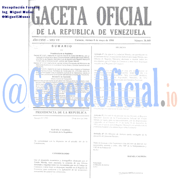 Gaceta Oficial 36449 del 8 Mayo 1998
