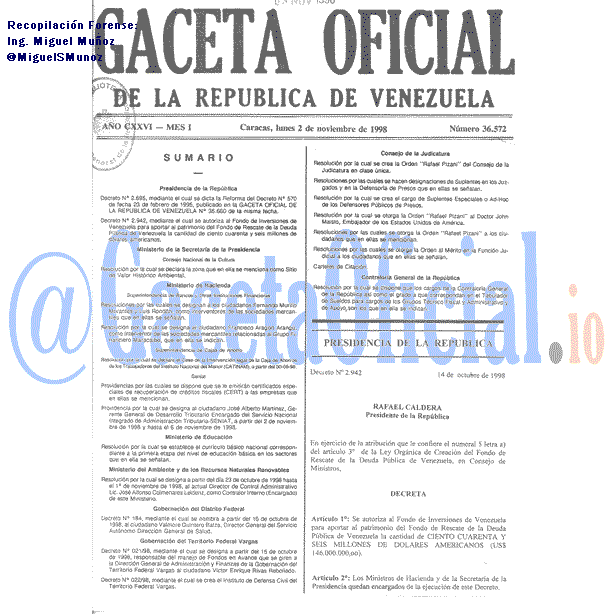 Gaceta Oficial 36572 del 2 Noviembre 1998