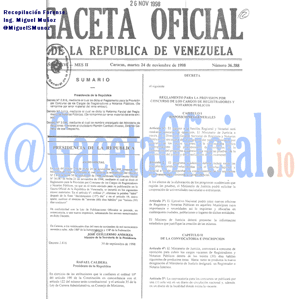 Gaceta Oficial 36588 del 24 Noviembre 1998