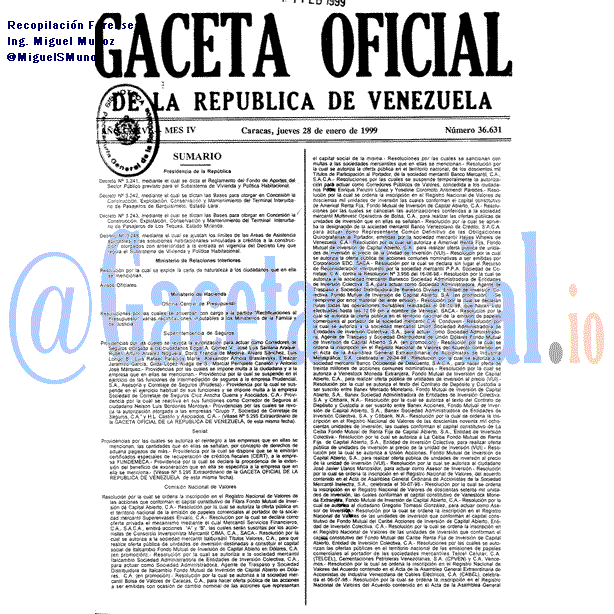 Gaceta Oficial 36631 del 28 Enero 1999