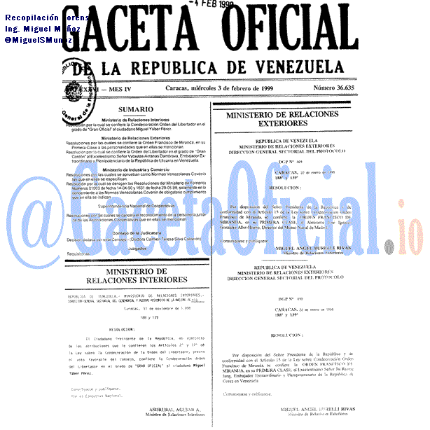Gaceta Oficial 36635 del 3 Febrero 1999