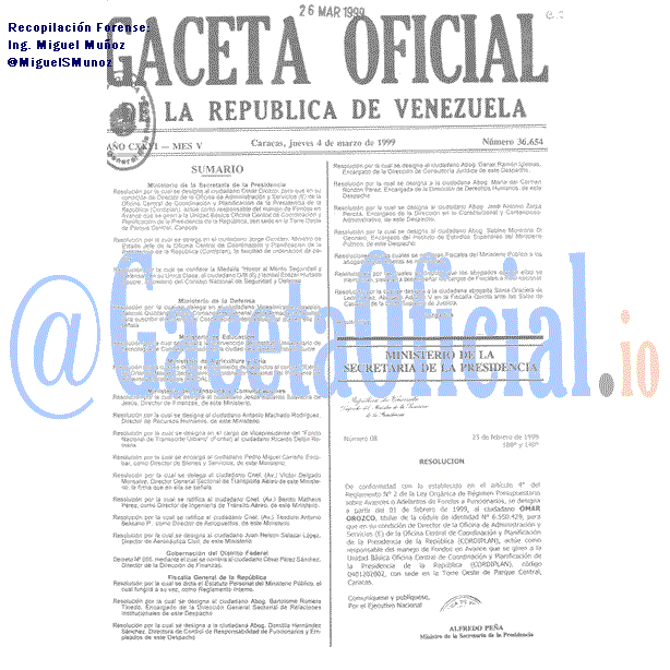 Gaceta Oficial 36654 del 4 Marzo 1999