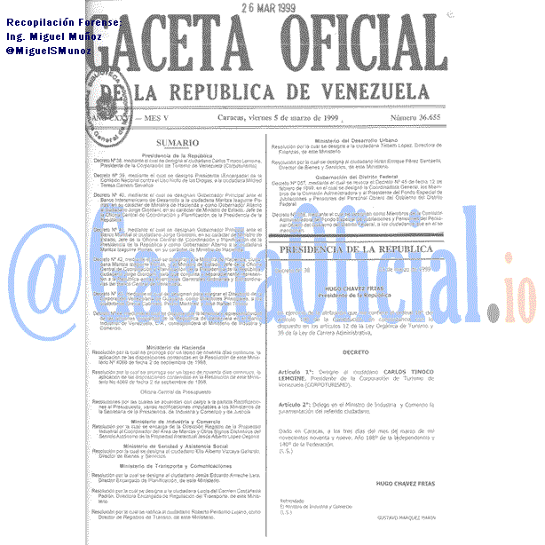 Gaceta Oficial 36655 del 5 Marzo 1999