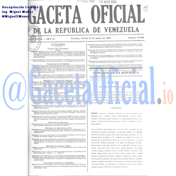 Gaceta Oficial 36660 del 10 Marzo 1999