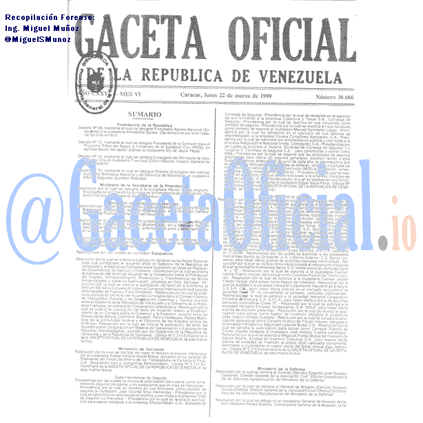 Gaceta Oficial 36666 del 22 Marzo 1999