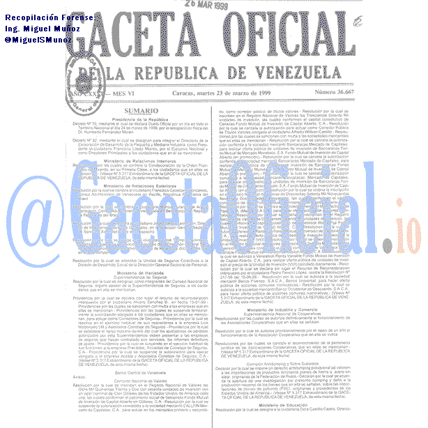 Gaceta Oficial 36667 del 23 Marzo 1999