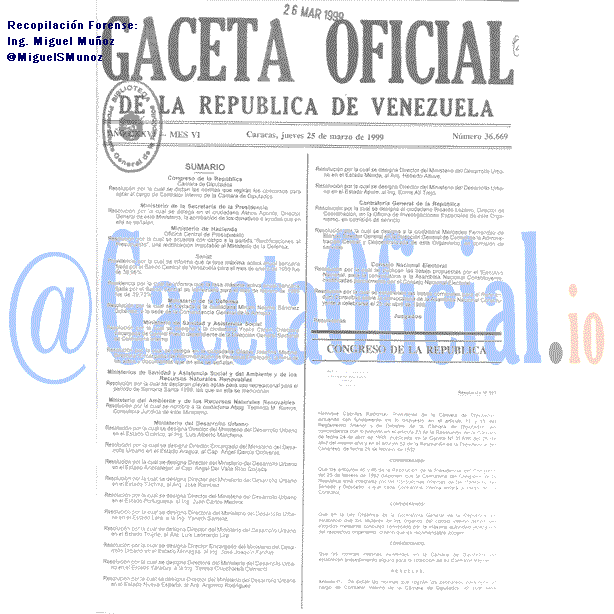 Gaceta Oficial 36669 del 25 Marzo 1999