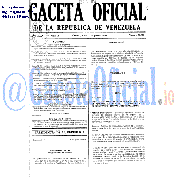 Gaceta Oficial 36740 del 12 Julio 1999