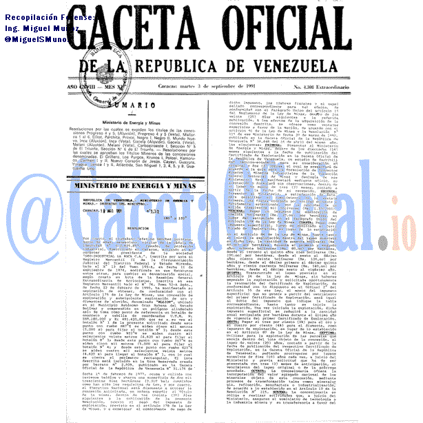 Gaceta Oficial 4308 del 3 Septiembre 1991