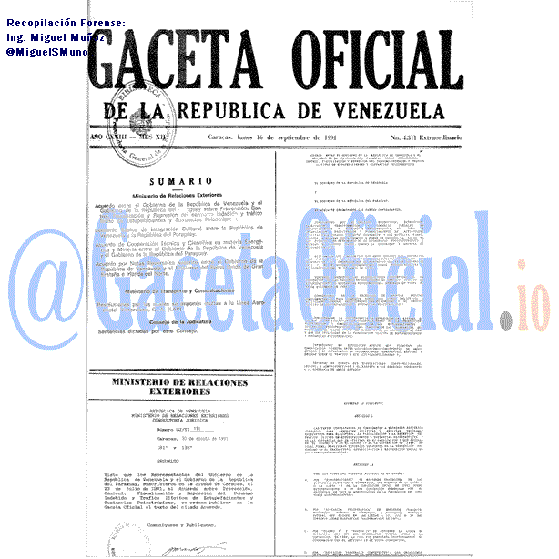 Gaceta Oficial 4311 del 16 Septiembre 1991