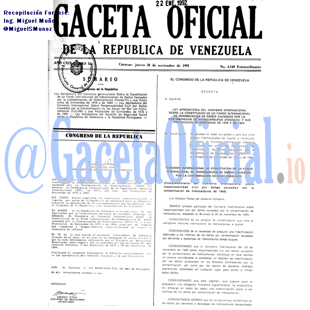 Gaceta Oficial 4340 del 28 Noviembre 1991