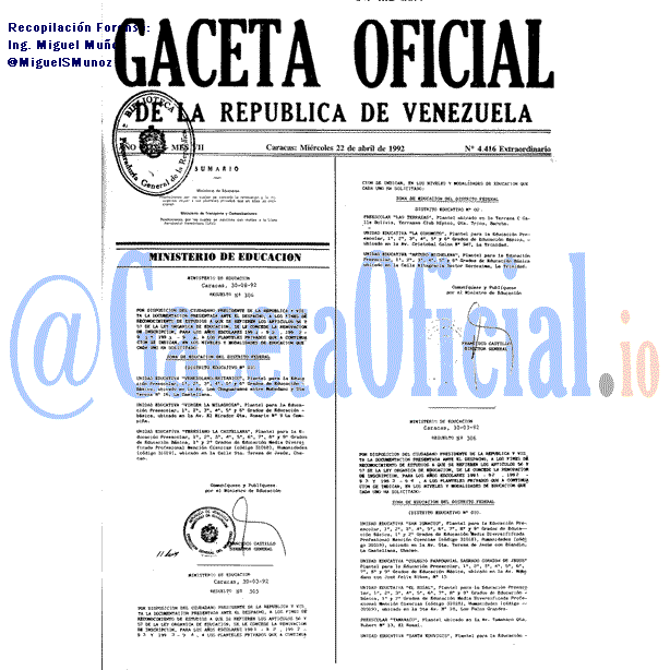 Gaceta Oficial 4416 del 22 Abril 1992