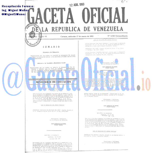 Gaceta Oficial 4542 del 17 Marzo 1993