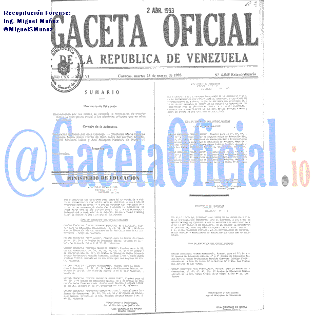 Gaceta Oficial 4545 del 23 Marzo 1993