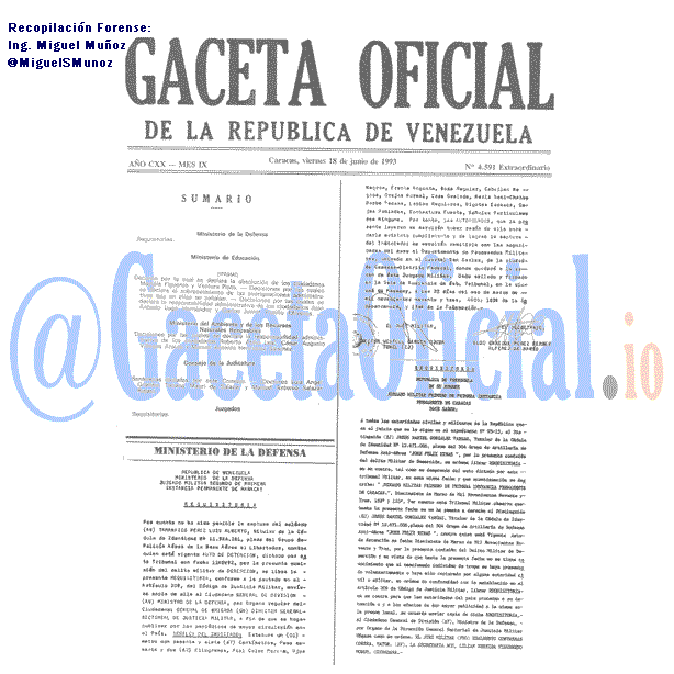 Gaceta Oficial 4591 del 18 Junio 1993