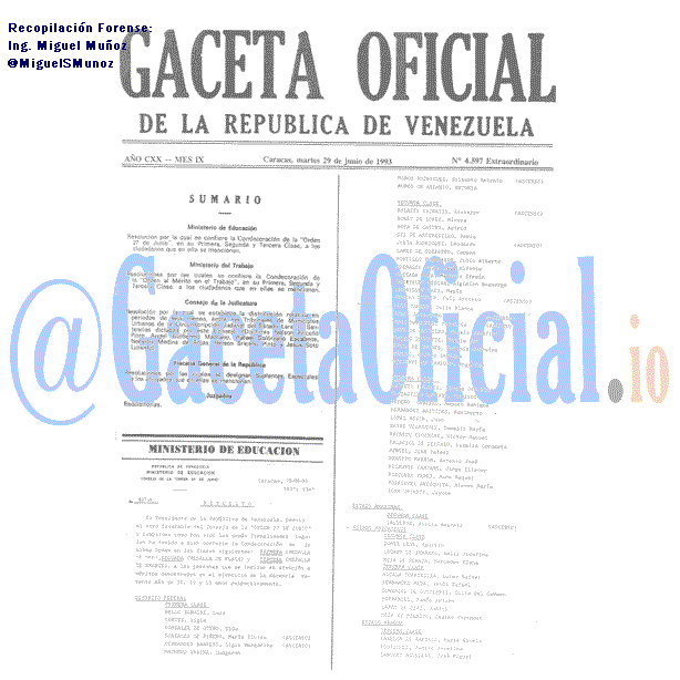 Gaceta Oficial 4597 del 29 Junio 1993