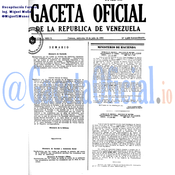 Gaceta Oficial 4608 del 14 Julio 1993