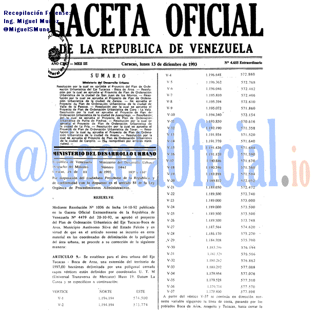 Gaceta Oficial 4655 del 13 Diciembre 1993