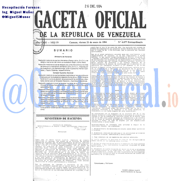 Gaceta Oficial 4677 del 21 Enero 1994