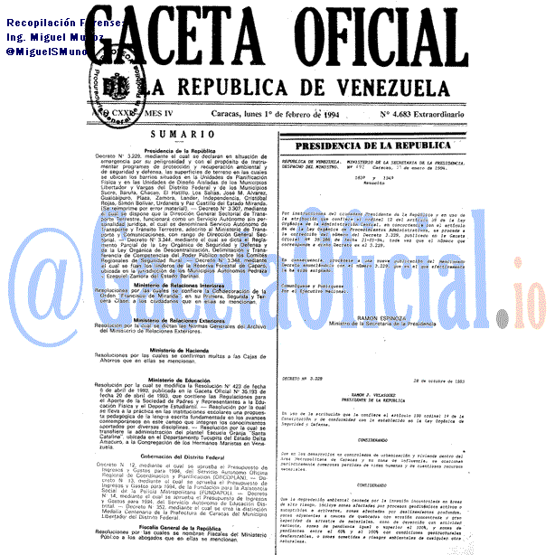 Gaceta Oficial 4683 del 1 Febrero 1994