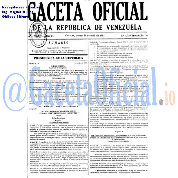 Gaceta Oficial 4719 del 26 Abril 1994