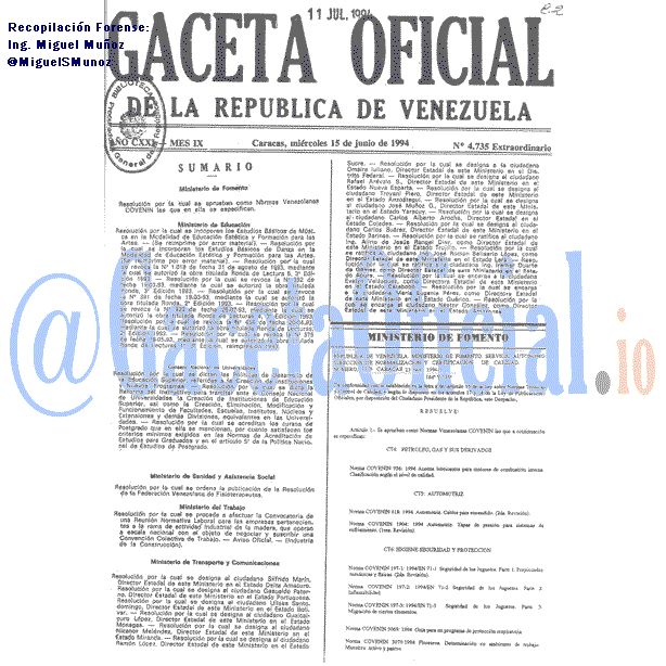 Gaceta Oficial 4735 del 15 Junio 1994