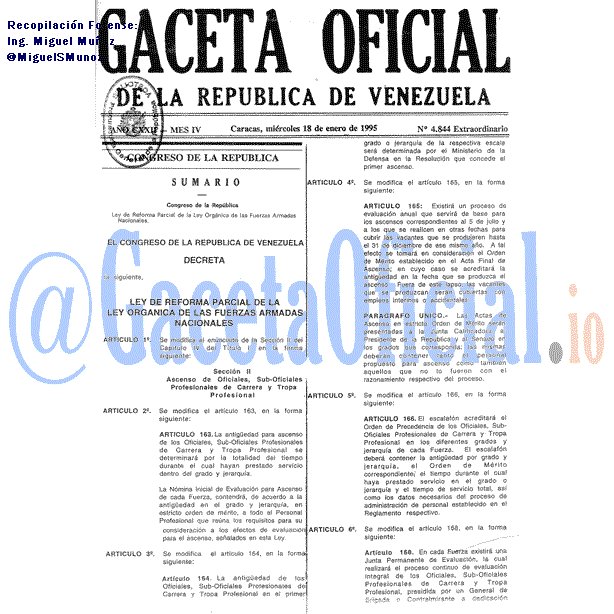 Gaceta Oficial 4844 del 18 Enero 1995