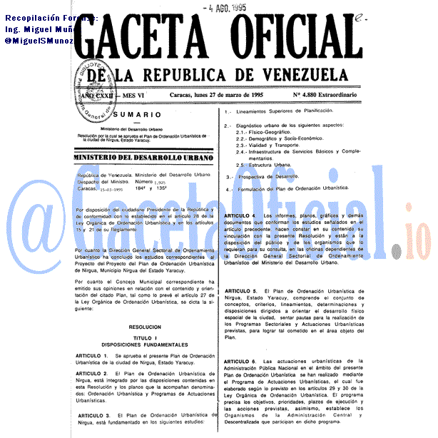 Gaceta Oficial 4880 del 27 Marzo 1995