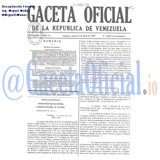 Gaceta Oficial 4884 del 4 Abril 1995