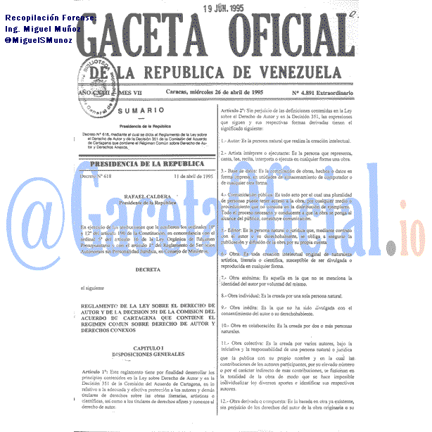 Gaceta Oficial 4891 del 26 Abril 1995