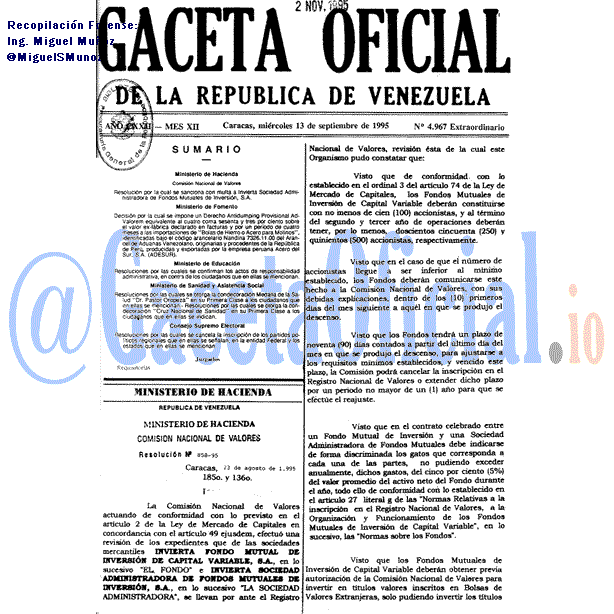 Gaceta Oficial 4967 del 13 Septiembre 1995