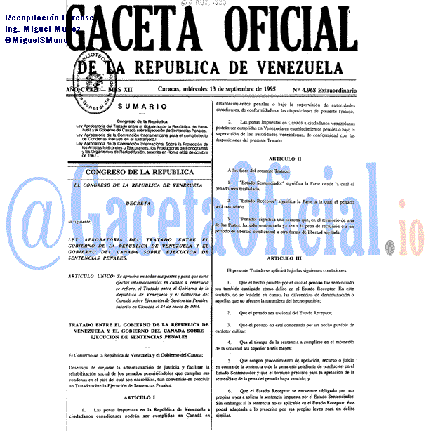 Gaceta Oficial 4968 del 13 Septiembre 1995