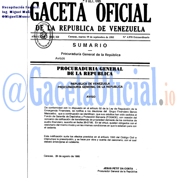 Gaceta Oficial 4970 del 19 Septiembre 1995
