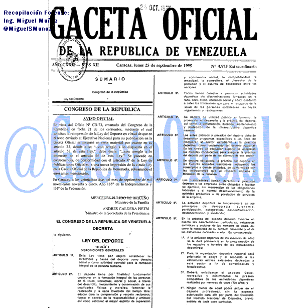 Gaceta Oficial 4975 del 25 Septiembre 1995