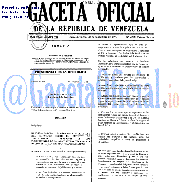 Gaceta Oficial 4978 del 29 Septiembre 1995