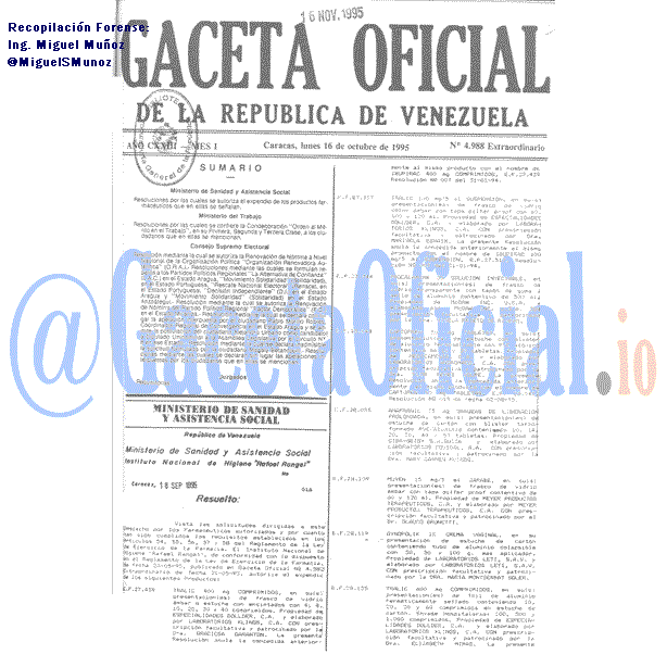 Gaceta Oficial 4988 del 16 Octubre 1995